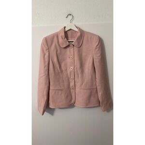 Kasper for ASL Blazer Jacket Womens 8 Pink Wool‎ Blend Peter Pan Collar Coquette